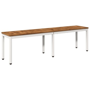 Kerti pad 161 x 35 x 45 cm tömör akácfa természetes és fehér