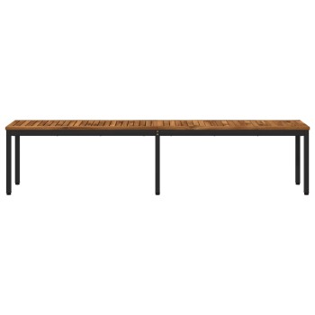 Kerti pad 201 x 35 x 45 cm tömör akácfa természetes és fekete
