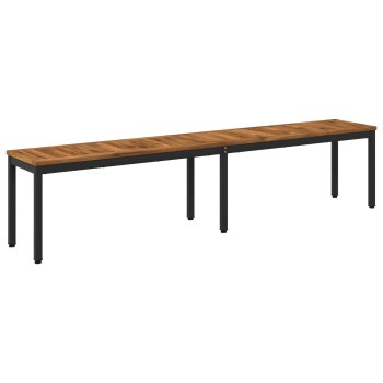 Kerti pad 201 x 35 x 45 cm tömör akácfa természetes és fekete