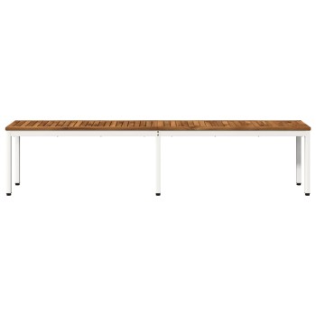 Kerti pad 201 x 35 x 45 cm tömör akácfa természetes és fehér