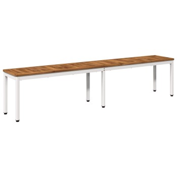 Kerti pad 201 x 35 x 45 cm tömör akácfa természetes és fehér