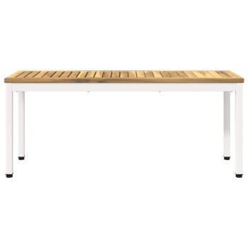 Kerti pad 108,5 x 35 x 45 cm tömör akácfa fehér négyszögletes