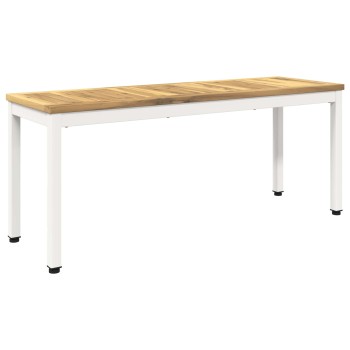 Kerti pad 108,5 x 35 x 45 cm tömör akácfa fehér négyszögletes