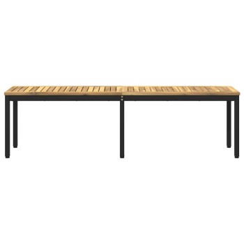 Kerti pad 161 x 35 x 45 cm tömör akácfa fehér és fekete