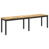 Kerti pad 161 x 35 x 45 cm tömör akácfa fehér és fekete