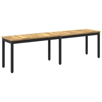 Kerti pad 161 x 35 x 45 cm tömör akácfa fehér és fekete