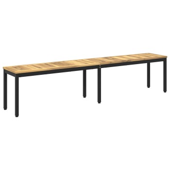 Kerti pad 201 x 35 x 45 cm tömör akácfa fehér és fekete