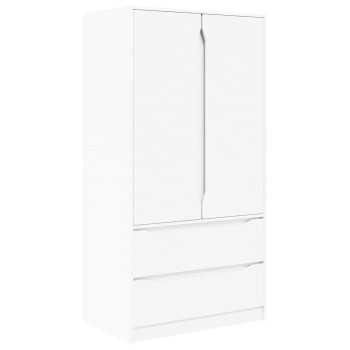 Ruhásszekrény fiókkal fehér 79,5 x 49 x 156 cm mérnöki fa