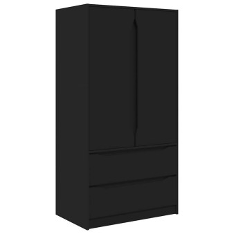 Ruhásszekrény fiókkal fekete 79,5 x 49 x 156 cm mérnöki fa