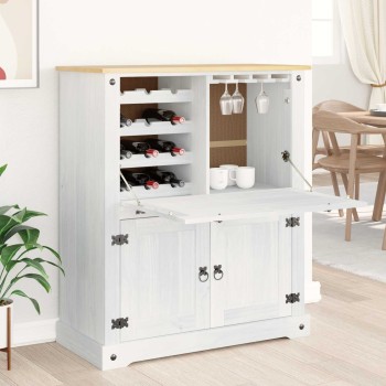 Bortároló szekrény fehér 97 x 45 x 114 cm tömör fenyőfa