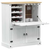 Bortároló szekrény fehér 97 x 45 x 114 cm tömör fenyőfa