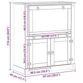 Bortároló szekrény fehér 97 x 45 x 114 cm tömör fenyőfa