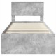 Ágykeret fejtámlával beton szürke 90 x 190 cm faanyag
