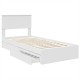 Tárolós ágy fejtámlával fiókkal fehér 75 x 190 cm faanyag