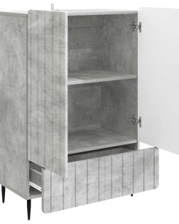 Széf fiókkal betonszürke 66 x 34,5 x 97 cm szerelt fa