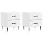 Éjjeliszekrény 2 pcs magasfényű fehér 43 x 34,5 x 47,5 cm