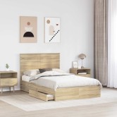 Tárolós ágy fejtámlával sonoma tölgy 135 x 190 cm faanyag Tárolós ágy fejtámlával sonoma tölgy 135 x 190 cm faanyag