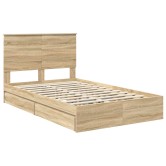 Tárolós ágy fejtámlával sonoma tölgy 135 x 190 cm faanyag Tárolós ágy fejtámlával sonoma tölgy 135 x 190 cm faanyag