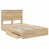 Tárolós ágy fejtámlával sonoma tölgy 135 x 190 cm faanyag Tárolós ágy fejtámlával sonoma tölgy 135 x 190 cm faanyag