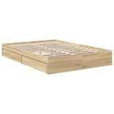 Tárolós ágy fejtámlával sonoma tölgy 135 x 190 cm faanyag Tárolós ágy fejtámlával sonoma tölgy 135 x 190 cm faanyag