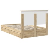 Tárolós ágy fejtámlával sonoma tölgy 135 x 190 cm faanyag Tárolós ágy fejtámlával sonoma tölgy 135 x 190 cm faanyag