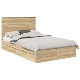 Tárolós ágy fejtámlával sonoma tölgy 135 x 190 cm faanyag Tárolós ágy fejtámlával sonoma tölgy 135 x 190 cm faanyag