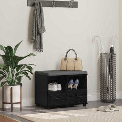 Előtér pad párnával fiókkal fekete tölgy 60 x 38 x 46 cm