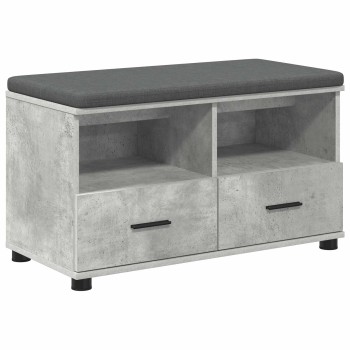 Előtér pad beton szürke 80 x 38 x 46 cm műanyag fa és szövet