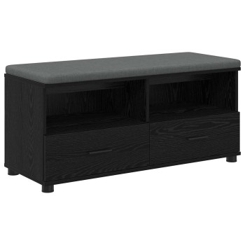 Előtér pad fekete tölgy 100 x 38 x 46 cm műanyag fa és szövet