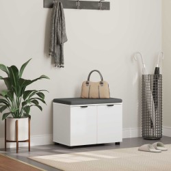 Előtér pad párnával tárolóval ajtóval fehér 60 x 38 x 46 cm