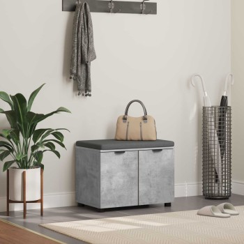 Előtér pad beton szürke 60 x 38 x 46 cm műanyag fa és szövet