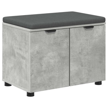 Előtér pad beton szürke 60 x 38 x 46 cm műanyag fa és szövet