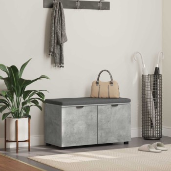 Előtér pad beton szürke 80 x 38 x 46 cm műanyag fa és szövet
