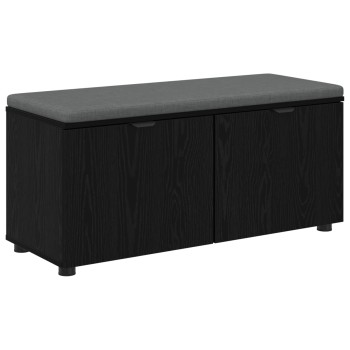 Előtér pad fekete tölgy 100 x 38 x 46 cm műanyag fa és szövet