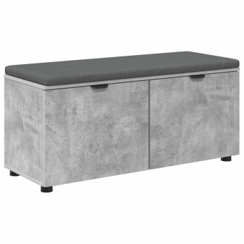 Előtér pad beton szürke 100 x 38 x 46 cm műanyag fa és szövet