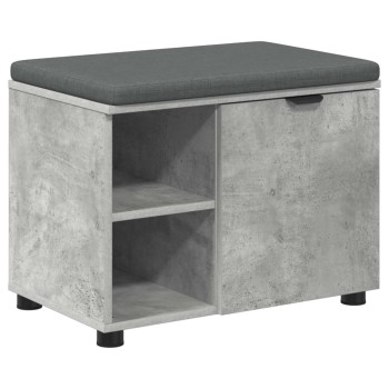 Előtér pad beton szürke 60 x 38 x 46 cm műanyag fa és szövet