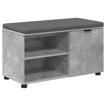 Előtér pad beton szürke 80 x 38 x 46 cm műanyag fa és szövet