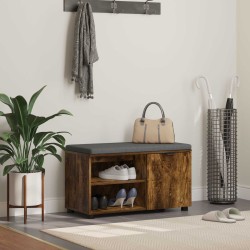 Előtér pad párnával egyszínű füstölt tölgy 80 x 38 x 46 cm