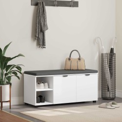 Előtér pad párnával egyszínű fehér 100 x 38 x 46 cm