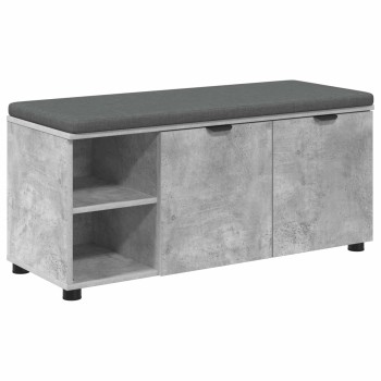 Előtér pad beton szürke 100 x 38 x 46 cm műanyag fa és szövet