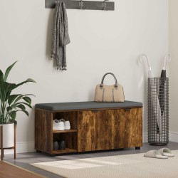 Előtér pad párnával egyszínű füstölt tölgy 100 x 38 x 46 cm