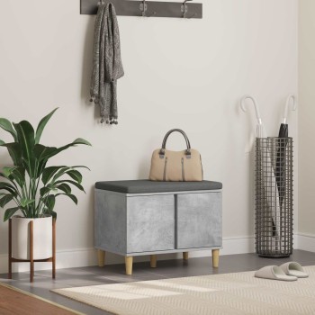 Előtér pad beton szürke 60 x 38 x 46 cm műanyag fa és szövet