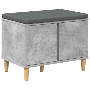 Előtér pad beton szürke 60 x 38 x 46 cm műanyag fa és szövet