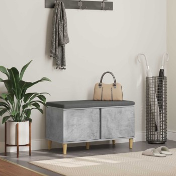 Előtér pad beton szürke 80 x 38 x 46 cm műanyag fa és szövet