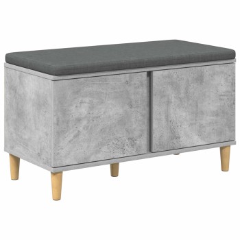 Előtér pad beton szürke 80 x 38 x 46 cm műanyag fa és szövet