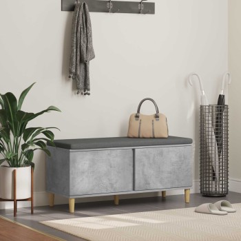 Előtér pad beton szürke 100 x 38 x 46 cm műanyag fa és szövet