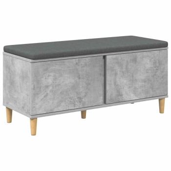 Előtér pad beton szürke 100 x 38 x 46 cm műanyag fa és szövet