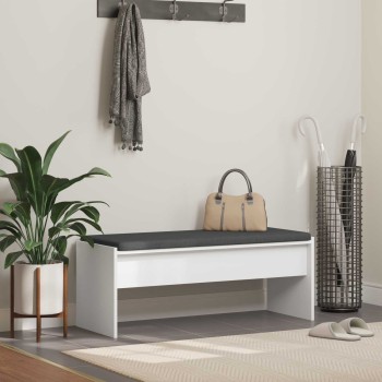 Előtér pad párnával fehér 103 x 38 x 40 cm