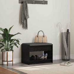 Előtér pad fekete tölgy 63 x 38 x 45 cm műanyag fa és szövet