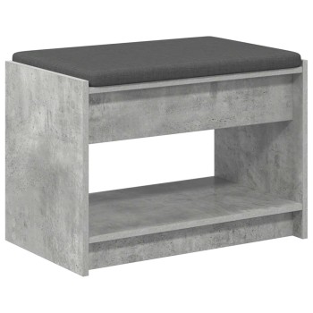 Előtér pad beton szürke 63 x 38 x 45 cm műanyag fa és szövet